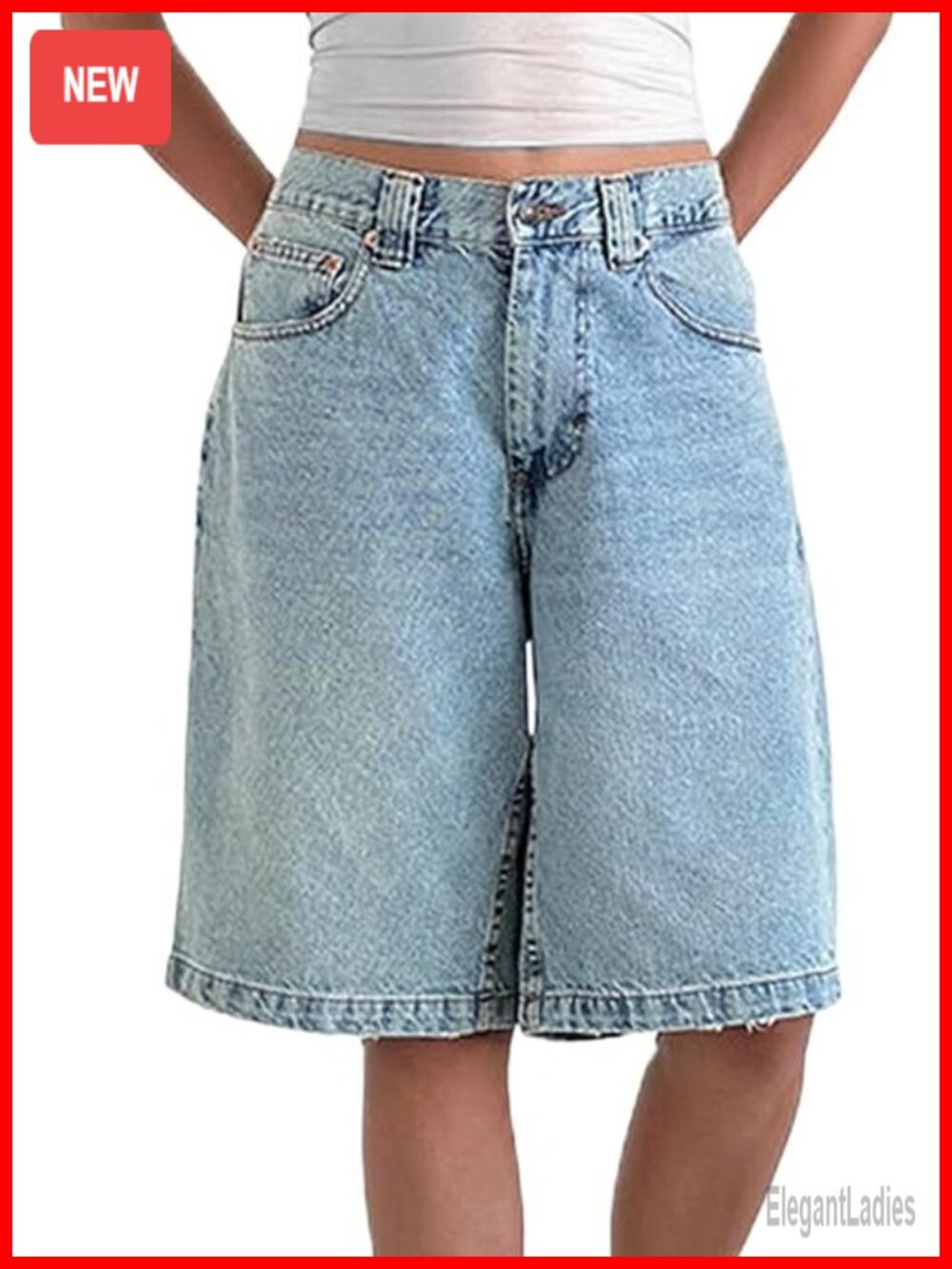 Baggy Denim Bermuda Shorts Y2K High Waist Wide Leg Distressed Jorts
